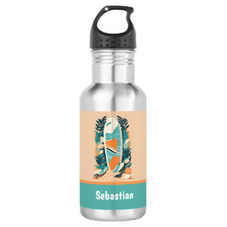 Retro-abstrakte tropische Strand-Surfboard für Tee Edelstahlflasche