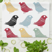 Retro Abstrakte Vögel Mitte des Jahrhunderts moder Geschirrtuch (Gefaltet)