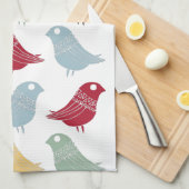 Retro Abstrakte Vögel Mitte des Jahrhunderts moder Geschirrtuch (Viertel Falte)