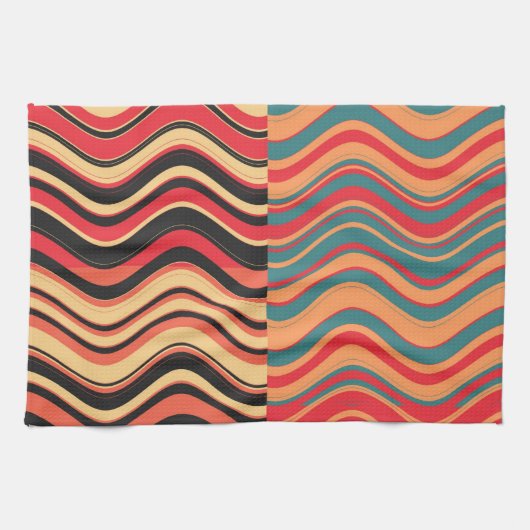 Retro Abstrakte Wave Handtuch (Horizontal)