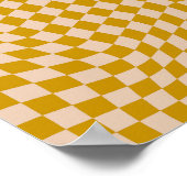 Retro-Abstrakte Wavy-Checkerboard Senf gelb Poster (Ecke)