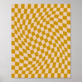 Retro-Abstrakte Wavy-Checkerboard Senf gelb Poster (Vorne)