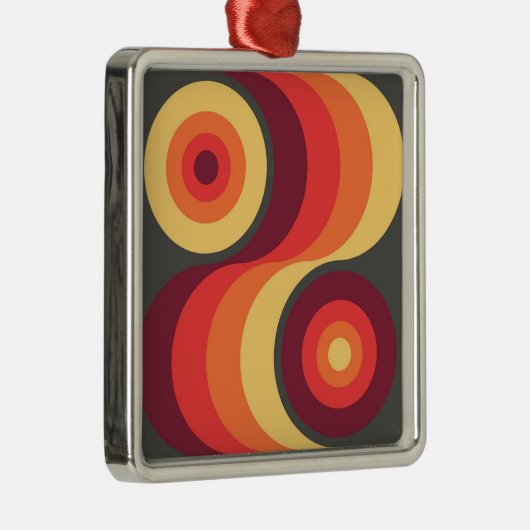 Retro Abstrakte Wavy Rainbow Squares Abstrakte Kun Ornament Aus Metall (Rechts)