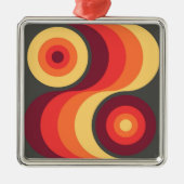 Retro Abstrakte Wavy Rainbow Squares Abstrakte Kun Ornament Aus Metall (Vorne)