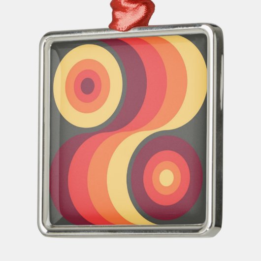Retro Abstrakte Wavy Rainbow Squares Abstrakte Kun Ornament Aus Metall (Links)