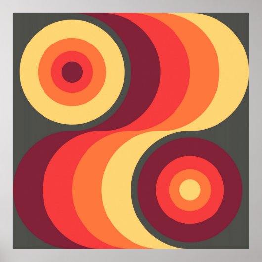 Retro Abstrakte Wavy Rainbow Squares Abstrakte Kun Poster (Vorne)