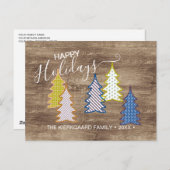 Retro Abstrakte Weihnachtsbaumen auf Holzkörnern Postkarte (Vorne/Hinten)