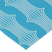 Retro Abstrakte Weiße Linien auf blauem Muster Großer Tischläufer (Ecke)