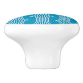 Retro Abstrakte Weiße Linien auf blauem Muster Keramikknauf (Seitenansicht)