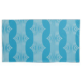 Retro Abstrakte Weiße Linien auf blauem Muster Kissenbezug (Vorderseite-Links)