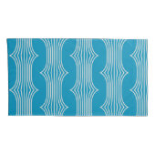 Retro Abstrakte Weiße Linien auf blauem Muster Kissenbezug (Rückseite-Rechts)