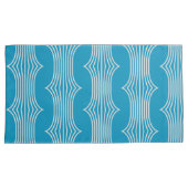 Retro Abstrakte Weiße Linien auf blauem Muster Kissenbezug (Vorderseite-Rechts)