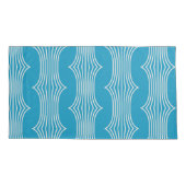 Retro Abstrakte Weiße Linien auf blauem Muster Kissenbezug (Rückseite-Links)