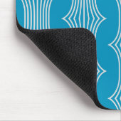 Retro Abstrakte Weiße Linien auf blauem Muster Mousepad (Ecke)