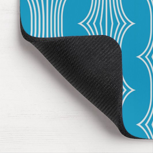 Retro Abstrakte Weiße Linien auf blauem Muster Mousepad (Ecke)