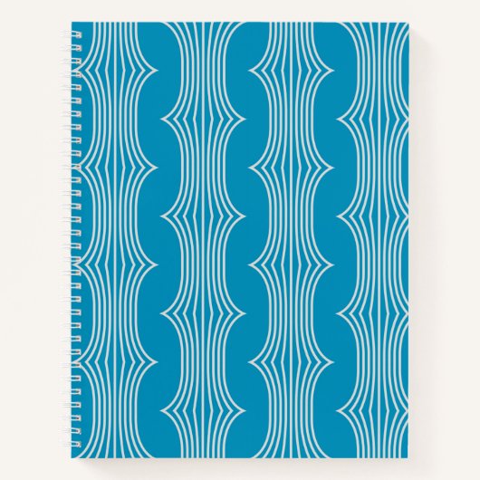 Retro Abstrakte Weiße Linien auf blauem Muster Notizblock (Vorderseite)