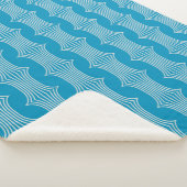 Retro Abstrakte Weiße Linien auf blauem Muster Sherpadecke (3/4)