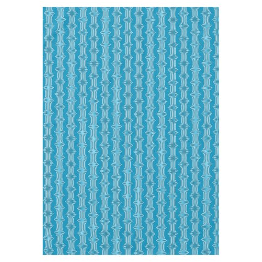 Retro Abstrakte Weiße Linien auf blauem Muster Tischdecke (Vorderseite)