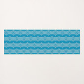 Retro Abstrakte Weiße Linien auf blauem Muster Yogamatte (Rückseite (Horizontal))
