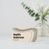 Retro-abstrakte Wellen-Regenbogen mit QR-Code Visitenkarte (Stehend Vorderseite)