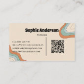 Retro-abstrakte Wellen-Regenbogen mit QR-Code Visitenkarte (Rückseite)