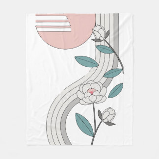 Retro abstrakte wellige Blumengarten-Kunst Fleecedecke
