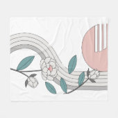 Retro abstrakte wellige Blumengarten-Kunst Fleecedecke (Vorderseite (Horizontal))