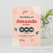 Retro Abstrakter Geburtstag Einladung (Stehend Vorderseite)