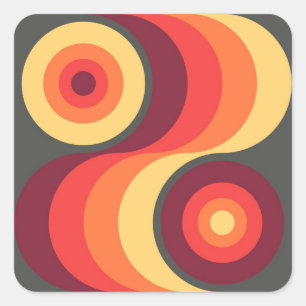 Retro abstrakter gewellter Regenbogen quadriert Quadratischer Aufkleber