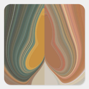 Retro-Abstrakter-Kunst-Druck Quadratischer Aufkleber