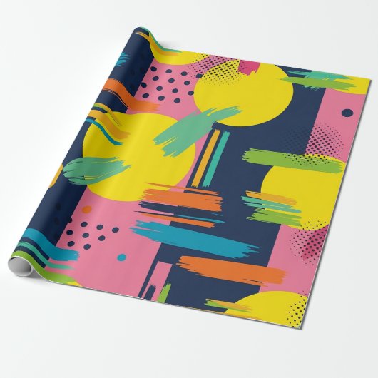 Retro Abstrakter Pinselstrich (11) Geschenkpapier (Ungerollt)