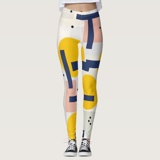 Retro Abstrakter Pinselstrich (12) Leggings (Vorderseite)