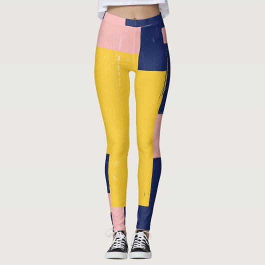 Retro Abstrakter Pinselstrich (14) Leggings (Vorderseite)