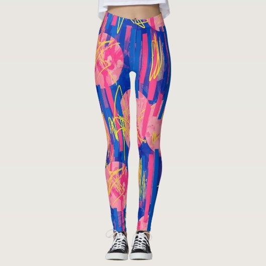 Retro Abstrakter Pinselstrich (2) Leggings (Vorderseite)