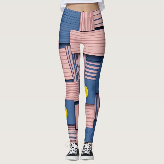 Retro Abstrakter Pinselstrich (5) Leggings (Vorderseite)