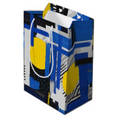 Retro Abstrakter Pinselstrich (7) Mittlere Geschenktüte (Rückseite Schrägansicht)