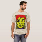 Retro-abstrakter rosa Haar-Expressionistengesicht- T-Shirt (Vorne ganz)
