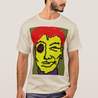Retro-abstrakter rosa Haar-Expressionistengesicht- T-Shirt