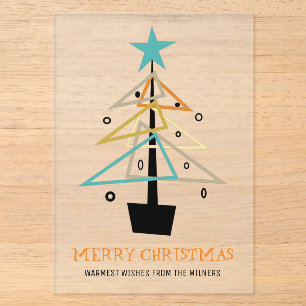 Retro abstrakter Weihnachtsbaum Mid Century Modern Acryleinladungen
