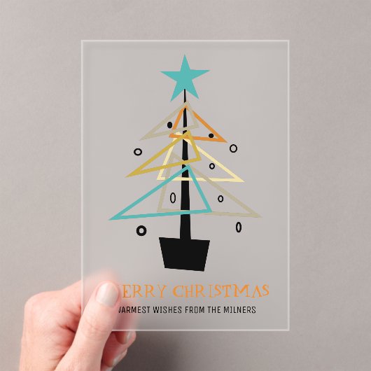 Retro Abstrakter Weihnachtsbaum Mitte Jahrhundert Acryleinladungen (Insitu (Handheld))