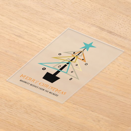 Retro Abstrakter Weihnachtsbaum Mitte Jahrhundert Acryleinladungen (Ablage )