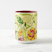 Retro abstraktes Blumen-Collage Tasse (Zentrum)