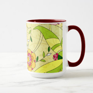 Retro abstraktes Blumen-Collage Tasse