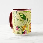 Retro abstraktes Blumen-Collage Tasse (Vorderseite Links)