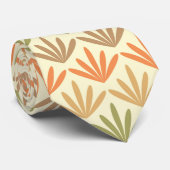 Retro Abstraktes Blumenmuster in Orange & Olive Krawatte (Gerollt)