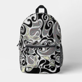 Retro Abstraktes Doodle drehen in Schwarz/Weiß Bedruckter Rucksack