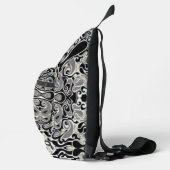 Retro Abstraktes Doodle drehen in Schwarz/Weiß Crossbody Bag (Rechts)