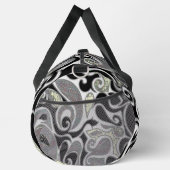 Retro Abstraktes Doodle drehen in Schwarz/Weiß Duffle Bag (Rechts)