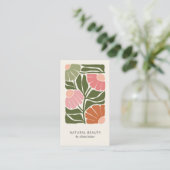 Retro abstraktes florales botanisches QR-Code- & S Visitenkarte (Stehend Vorderseite)