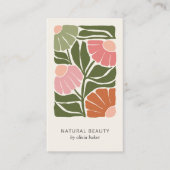Retro abstraktes florales botanisches QR-Code- & S Visitenkarte (Vorderseite)